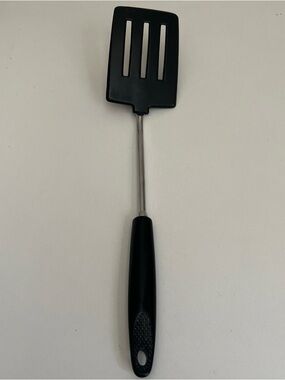 Vintage ECKO Slotted Spatula Black Nylon Turner Plastic Handle USA 12.5”
